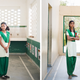Two students pose for portraits.